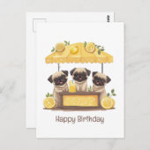 Verjaardag Pug Honden Limonadestand Briefkaart (Voorkant / Achterkant)