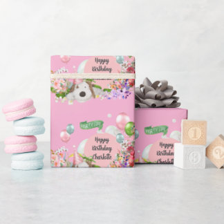Verjaardag Pup Roze inpakpapier