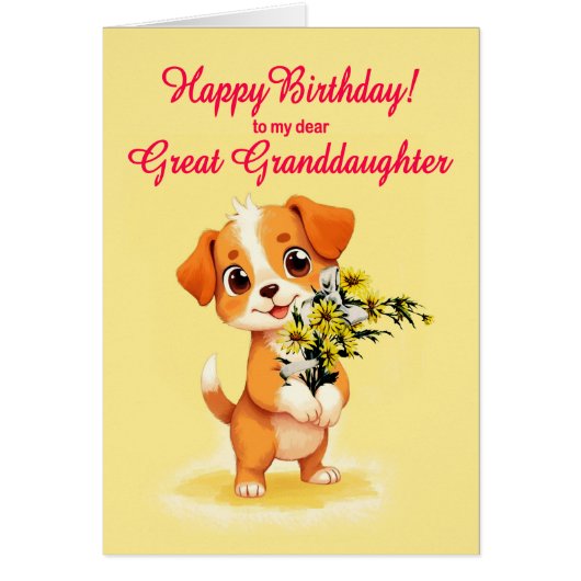 Verjaardag puppy en bloemen (Voorkant)