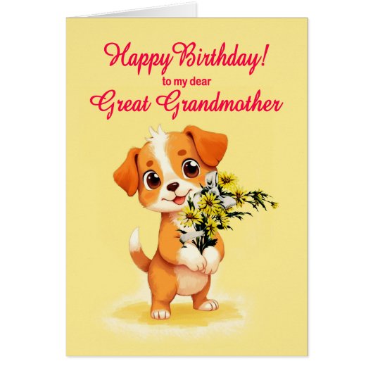 Verjaardag puppy en bloemen (Voorkant)