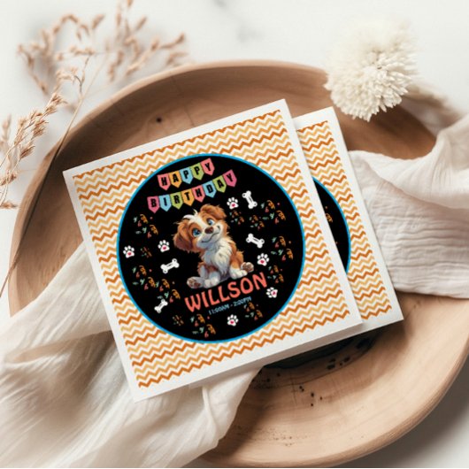Verjaardag puppyfeest | Schattige Kinder hond them Servet