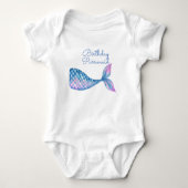 Verjaardag purrmaid kat meermin waterverf baby romper (Voorkant)