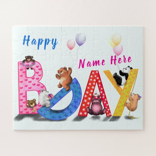 Verjaardag Puzzel Cadeaus Baby Beer Party Custom N Legpuzzel (Horizontaal)