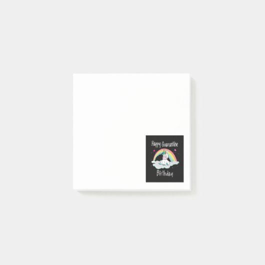 Verjaardag Quarantain Eenhoorn regenboog Post-it® Notes (Voorkant)