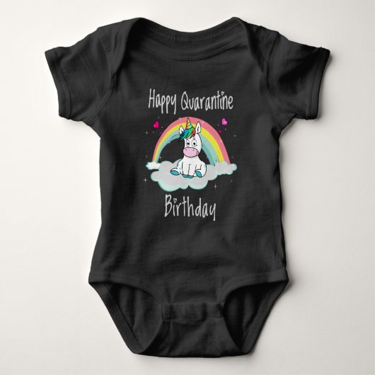 Verjaardag Quarantaine Eenhoorn regenboog Romper (Voorkant)