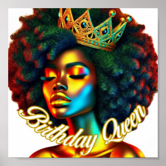 Verjaardag Queen Afro Art Print