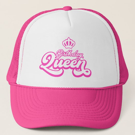 Verjaardag Queen Hot roze trucker hoed Pet (Voorkant)