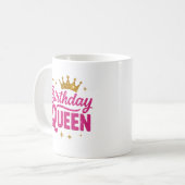Verjaardag Queen Mok - Roze glitter tekst & Gold C (Voorkant links)