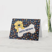 Verjaardag Quilt Dog Design met Bone Kaart (Voorkant)