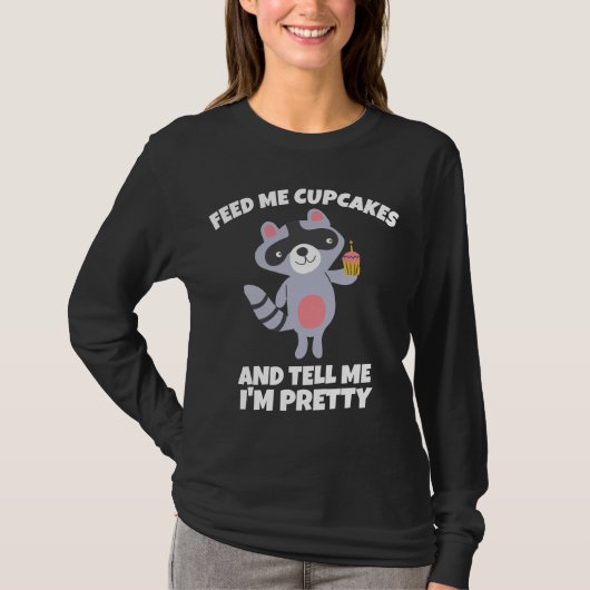 VERJAARDAG RACCOON CUPCAKE DAMES T-SHIRTS (Voorkant)