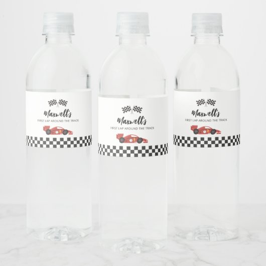 Verjaardag Race Auto Waterfles Etiket (Flessen)
