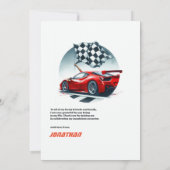 Verjaardag raceauto bedankkaart (Achterkant)