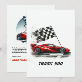 Verjaardag raceauto bedankkaart