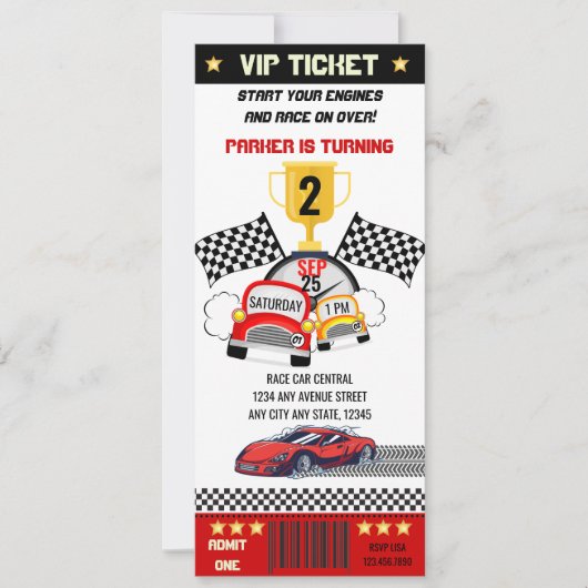 Verjaardag raceauto kaart (Voorkant)