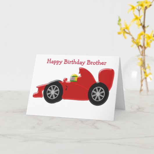 Verjaardag raceauto kaart (Gele Bloem)