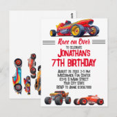 Verjaardag raceauto monstertruck autoraces briefkaart (Voorkant / Achterkant)