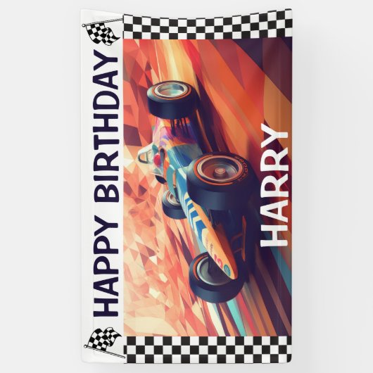 VERJAARDAG  RACEAUTO SPANDOEK (Verticaal)