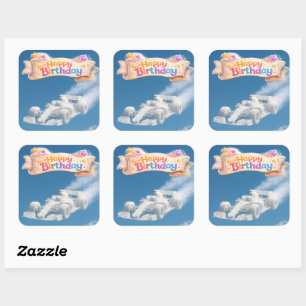Verjaardag raceauto wolk vierkant vierkante sticker