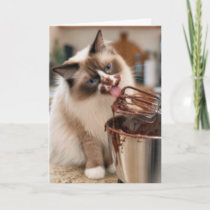 Verjaardag Ragdoll Kat Likt Mixer Klopper Kaart