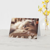 Verjaardag Ragdoll Kitten op kussen Kaart (Gele Bloem)