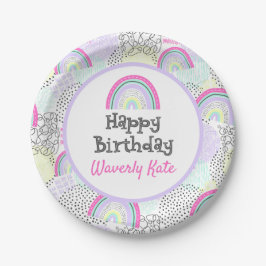 Verjaardag Rainbow 90's Meiden Kawaii Feestje Papieren Bordje