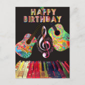 Verjaardag Rainbow Gitaar Piano | Briefkaart (Voorkant)