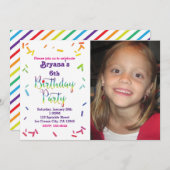 Verjaardag Rainbow Sprinkles Party Fotouitnodiging Kaart (Voorkant / Achterkant)