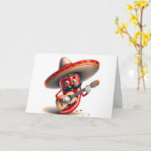 Verjaardag Red Chili Pepper Gitaar Speler Kaart (Gele Bloem)