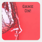 Verjaardag Red Net & Volleybal Vierkante Sticker (Voorkant)