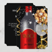  verjaardag Red Wine Black Silver Kaart (Voorkant / Achterkant)