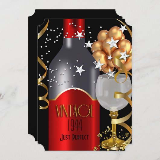  verjaardag Red Wine Black Silver Kaart