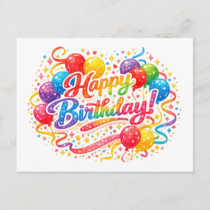 Verjaardag Regenboog Ballonnen Confetti Briefkaart
