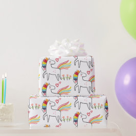 Verjaardag Regenboog Eenhoorn Aangepaste Naam Cadeaupapier