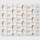 Verjaardag Regenboog Eenhoorn Aangepaste Naam Cadeaupapier (Vlak)