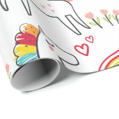 Verjaardag Regenboog Eenhoorn Aangepaste Naam Cadeaupapier (Rol Hoek)