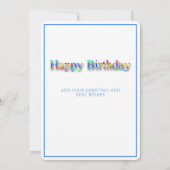 Verjaardag Regenboog Eenhoorn Cake Sterren Glitter Kaart (Achterkant)