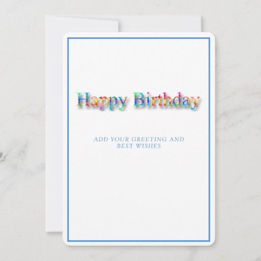 Verjaardag Regenboog Eenhoorn Cake Sterren Glitter Kaart (Achterkant)