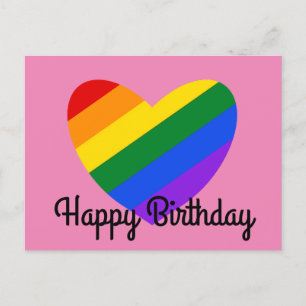 Verjaardag Regenboog Hart #1 Ansichtkaart Briefkaart