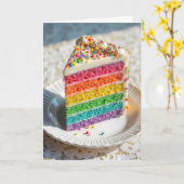 Verjaardag regenboog taart met sprenkels kaart (Gele Bloem)