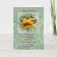 Verjaardag, Religious, Flowers en Butterfly Kaart