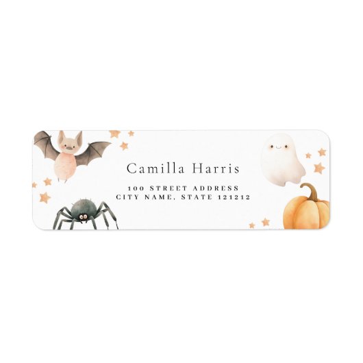 Verjaardag retour adreslabel Halloween Kind Etiket (Voorkant)