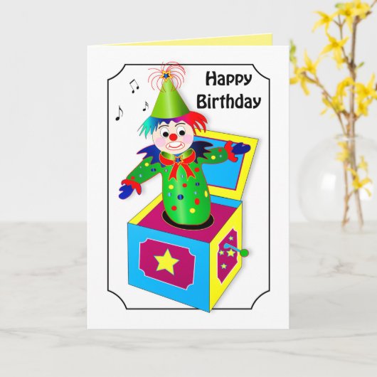 Verjaardag, Retro Jack in de doos Levendige kleure Kaart (Gele Bloem)