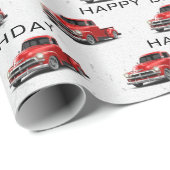 Verjaardag Retro Red Truck Cadeaupapier (Rol Hoek)