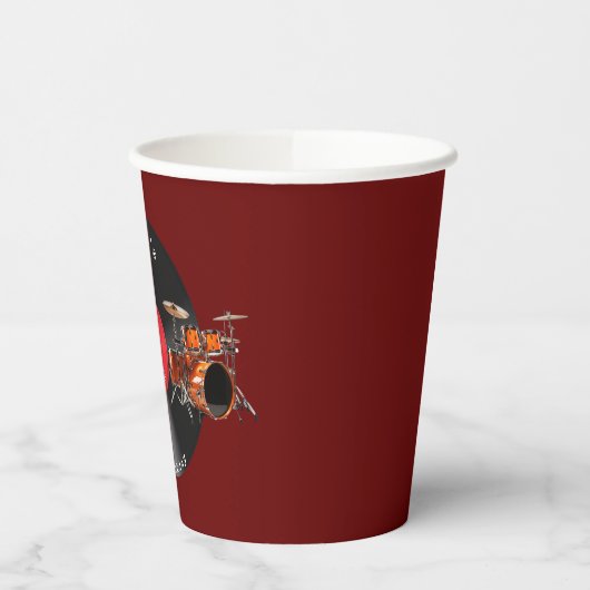 Verjaardag Retro Vinylplaat Rockmuziek Gitaar Papieren Bekers (Links)