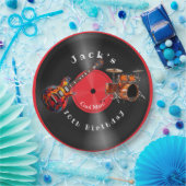 Verjaardag Retro Vinylplaat Rockmuziek Gitaar Papieren Bordje (Feest)