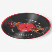 Verjaardag Retro Vinylplaat Rockmuziek Gitaar Papieren Bordje (Gekanteld)