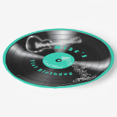 Verjaardag Retro Vinylplaat Rockmuziek Gitaar Papieren Bordje (Gekanteld)