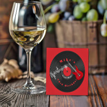 Verjaardag Retro Vinylplaat Rockmuziek Rode Gitaar