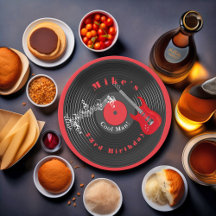 Verjaardag Retro Vinylplaat Rockmuziek Rode Gitaar