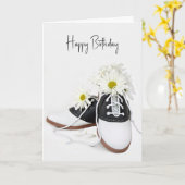 Verjaardag Retro Zadelschoenen met madeliefjes Kaart (Gele Bloem)